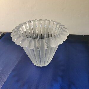 Lalique Royat Vase, marked R. Lalique, 7" tall, mid 20th century. Appraised.